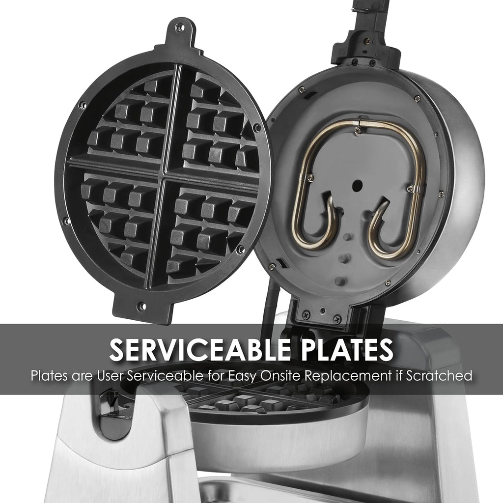 Heavy Duty Single Belgian Waffle Maker, Non Stick Cooking Plates, 1200W, Silver Z9505