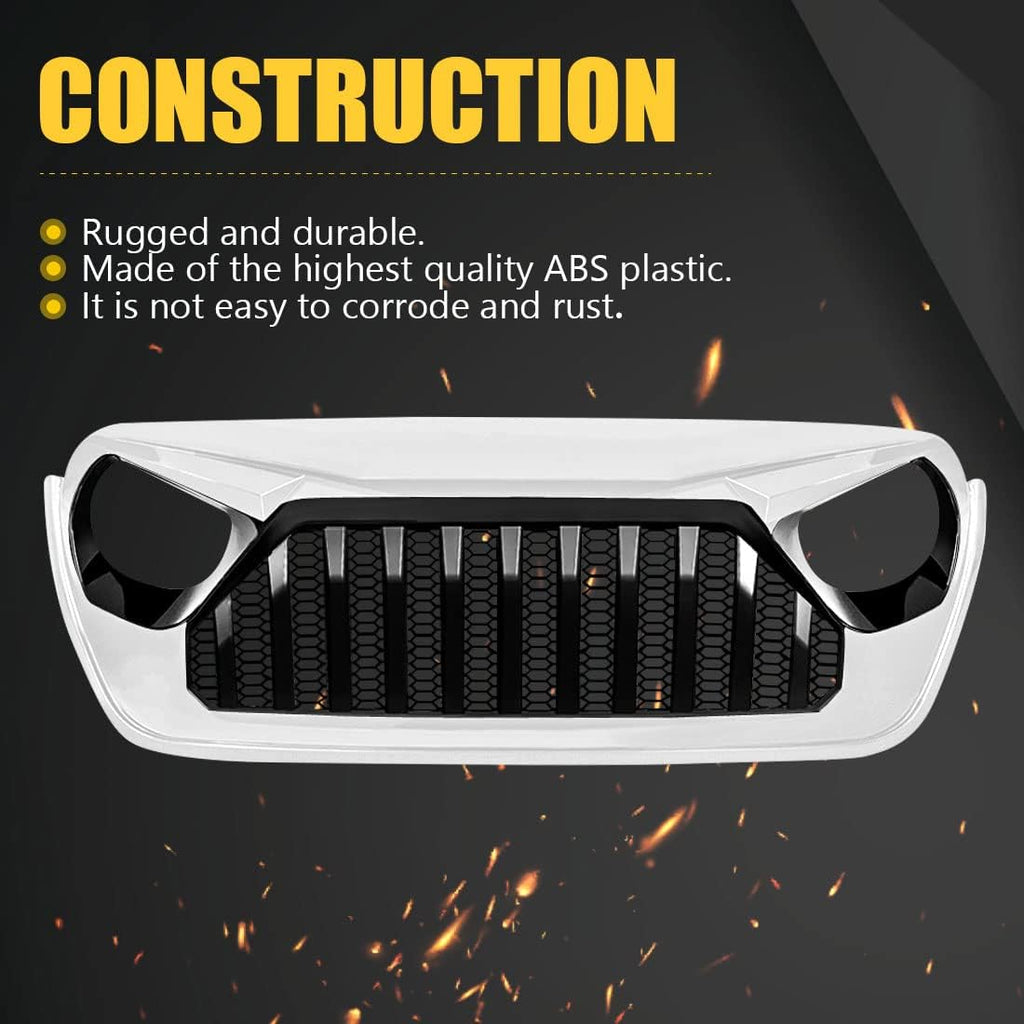 White Black Front Grill Cover with Mesh for Jeep Wrangler P28776