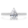 Pear Diamond Hidden Halo Solitaire Engagement Ring in 14K White Gold O28601