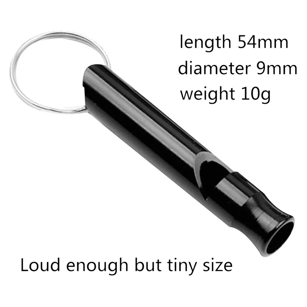 Black Aluminum Whistle 100 Pack with Keychain H836