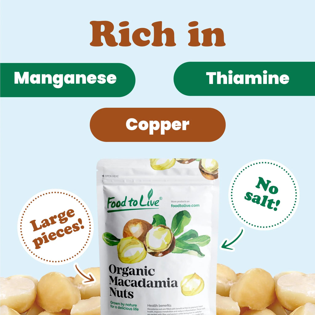 Organic Macadamia Nut Pieces, 8 Pounds L3594