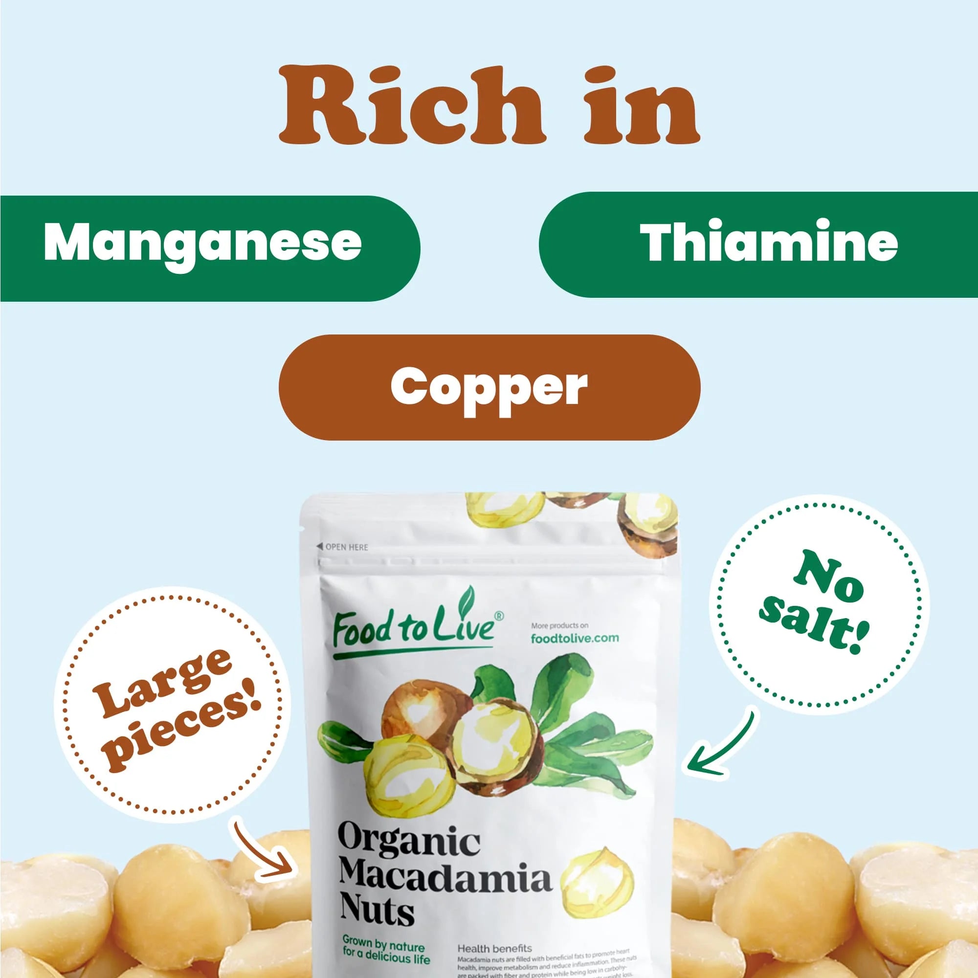 Organic Macadamia Nut Pieces, 8 Pounds L3594