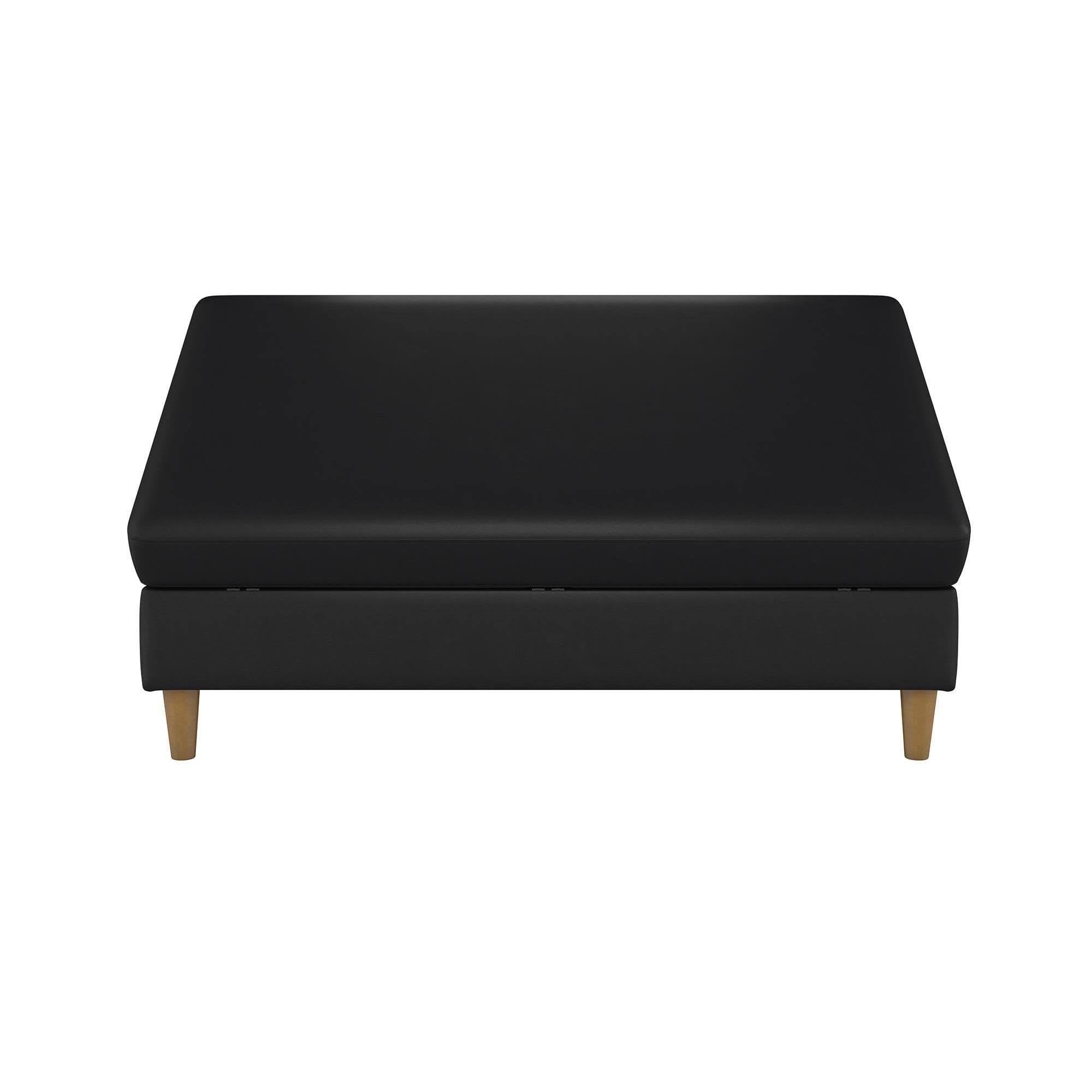 Black Faux Leather Storage Ottoman L63405
