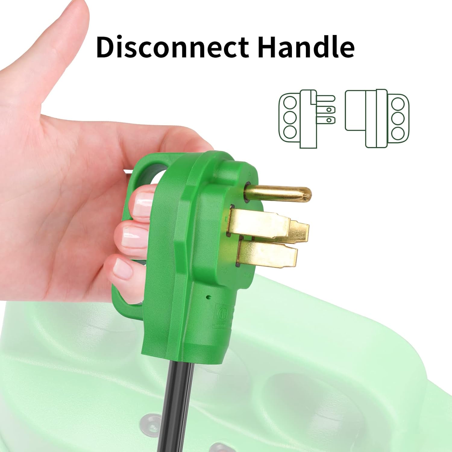 Detachable Power Cord 50A 50FT with Polarity LED Indicator, 14-50P Male to SS2-50R Locking Female, Storage Bag and Plastic Strap T23364