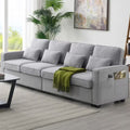 Modern Linen Fabric Sofa with 4 Pillows D4330