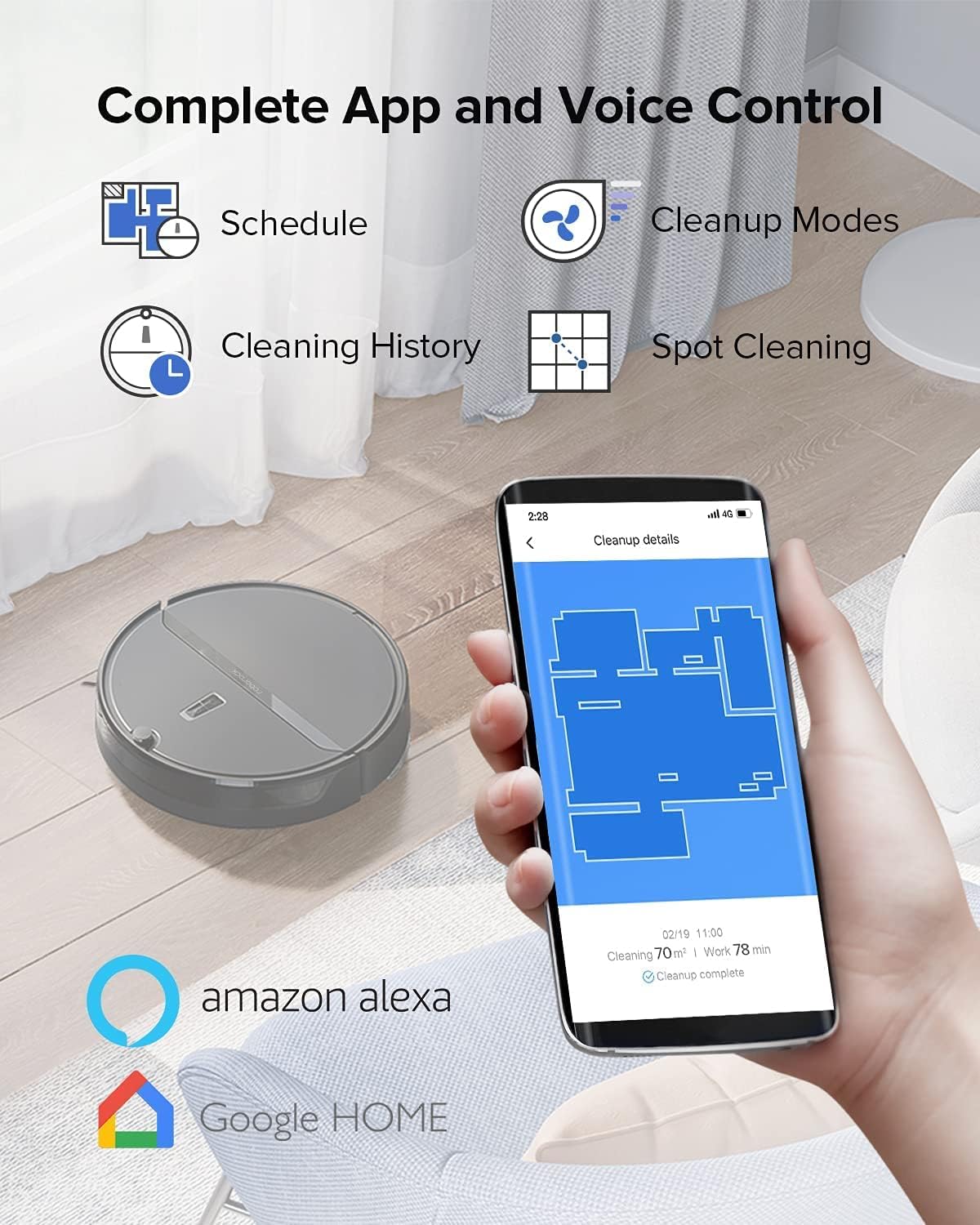 Robot Vacuum Cleaner with 2000Pa Strong Suction, 200min Runtime Q50740
