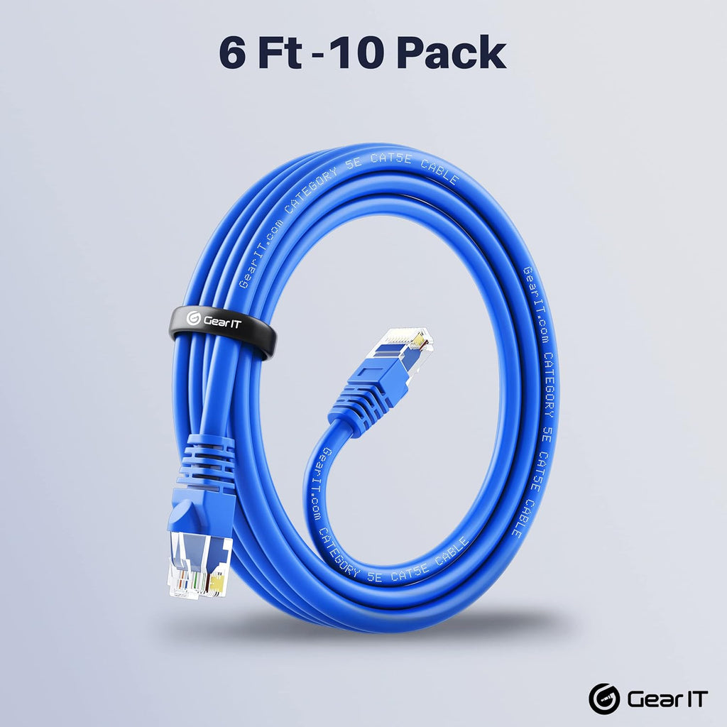 Blue Cat5e Ethernet Patch Cable 10 Feet 20-Pack R174628