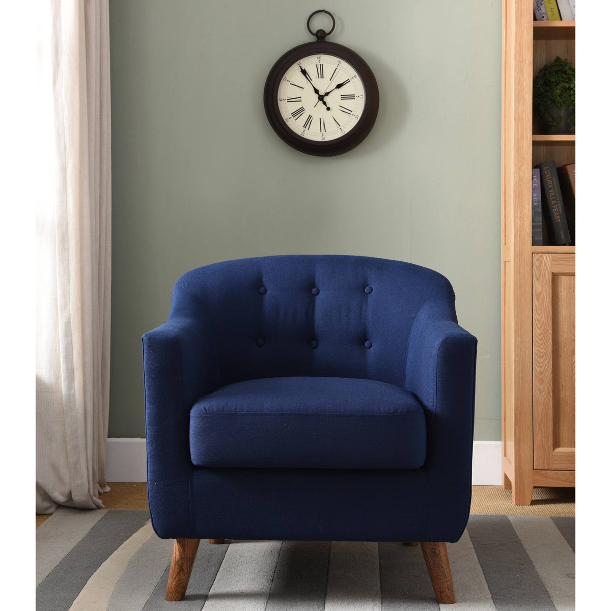Light Blue Fabric Barrel Club Chair H61568