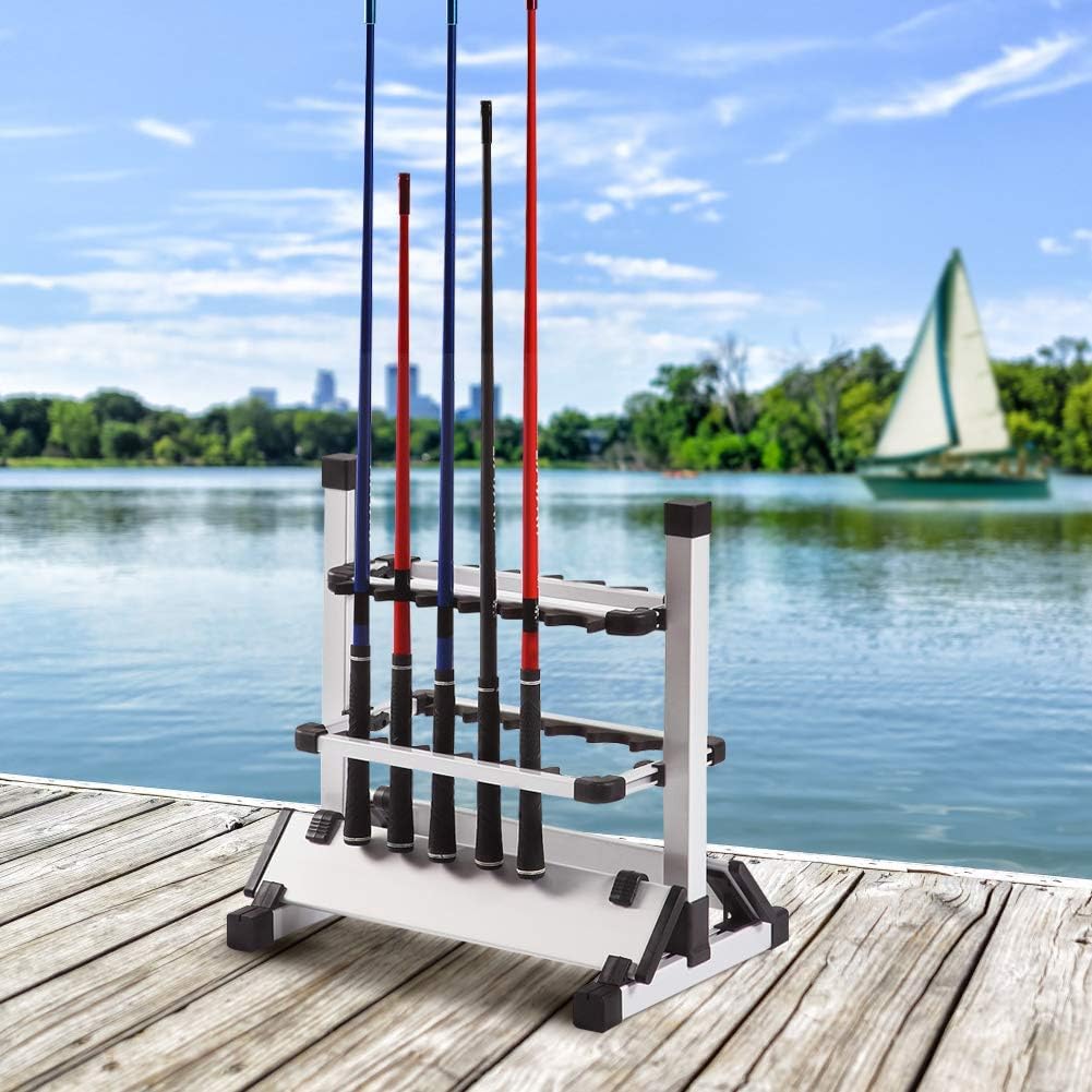 12 Fishing Pole Storage Rack Aluminum Alloy Vertical Stand P3670
