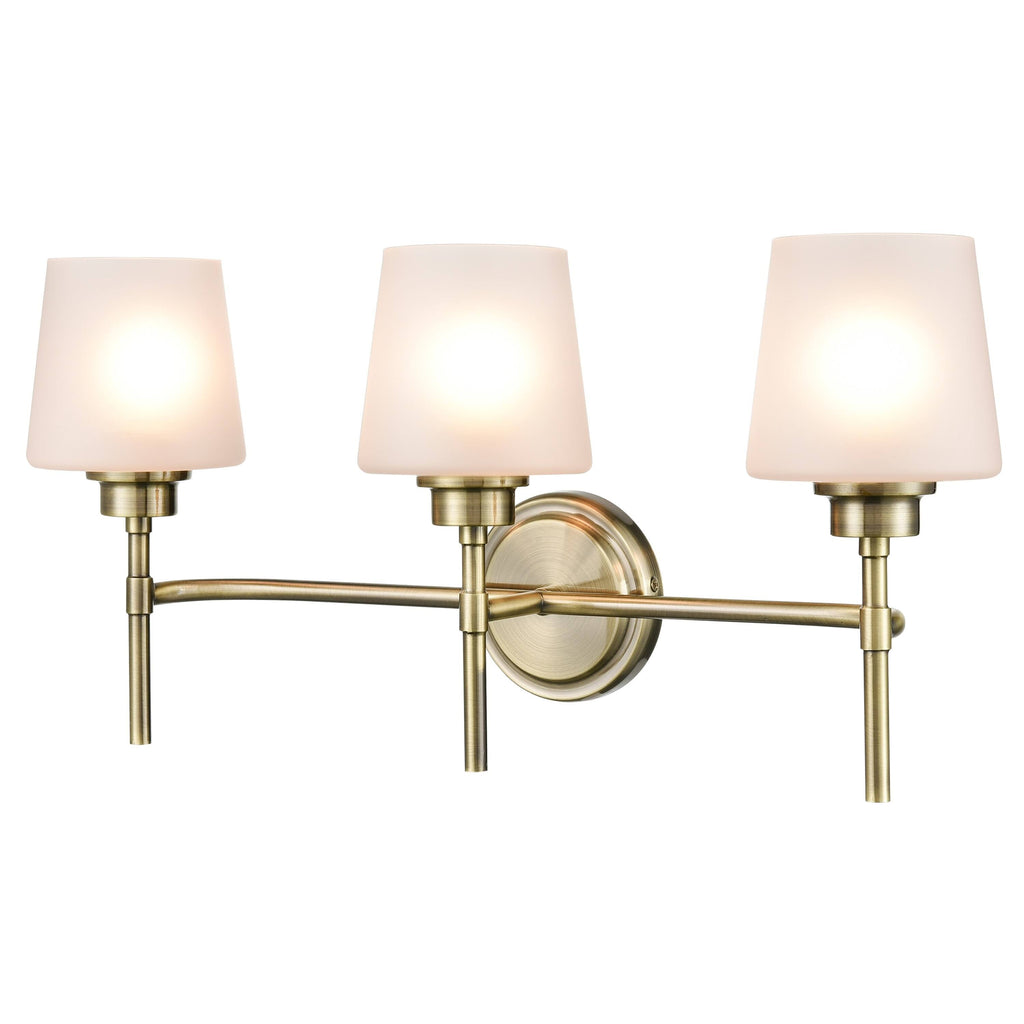 Antique Brass Frosted 3-Light Vanity Light H525826