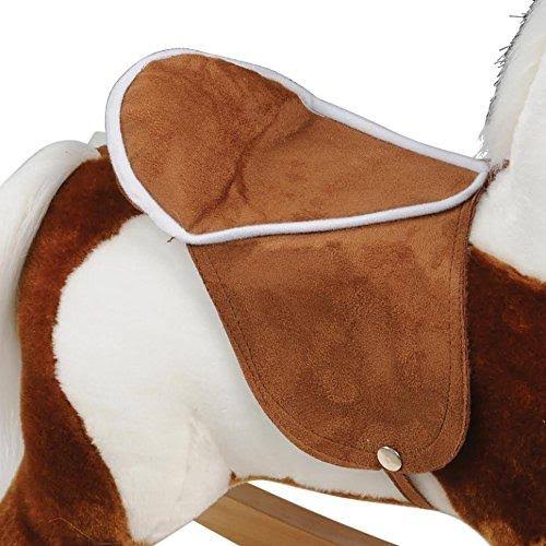 Pinto Rocking Horse with Brown Saddle Y89371