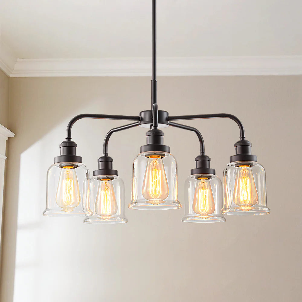 5-Light Dimmable Glass Farmhouse Chandelier T171496