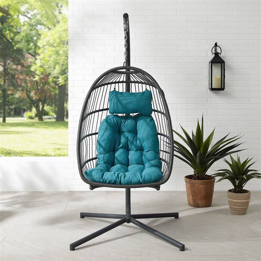 Grey Teal Swing Egg Chair with Stand V673
