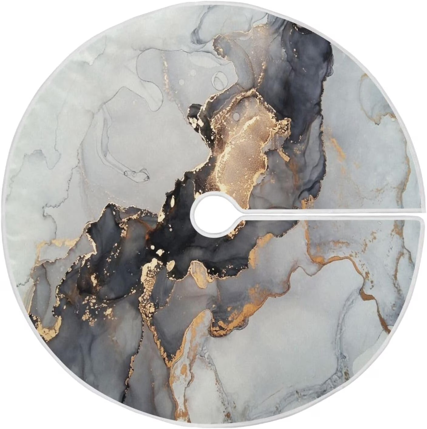 Black Gold Marble Texture Christmas Tree Skirt C498724