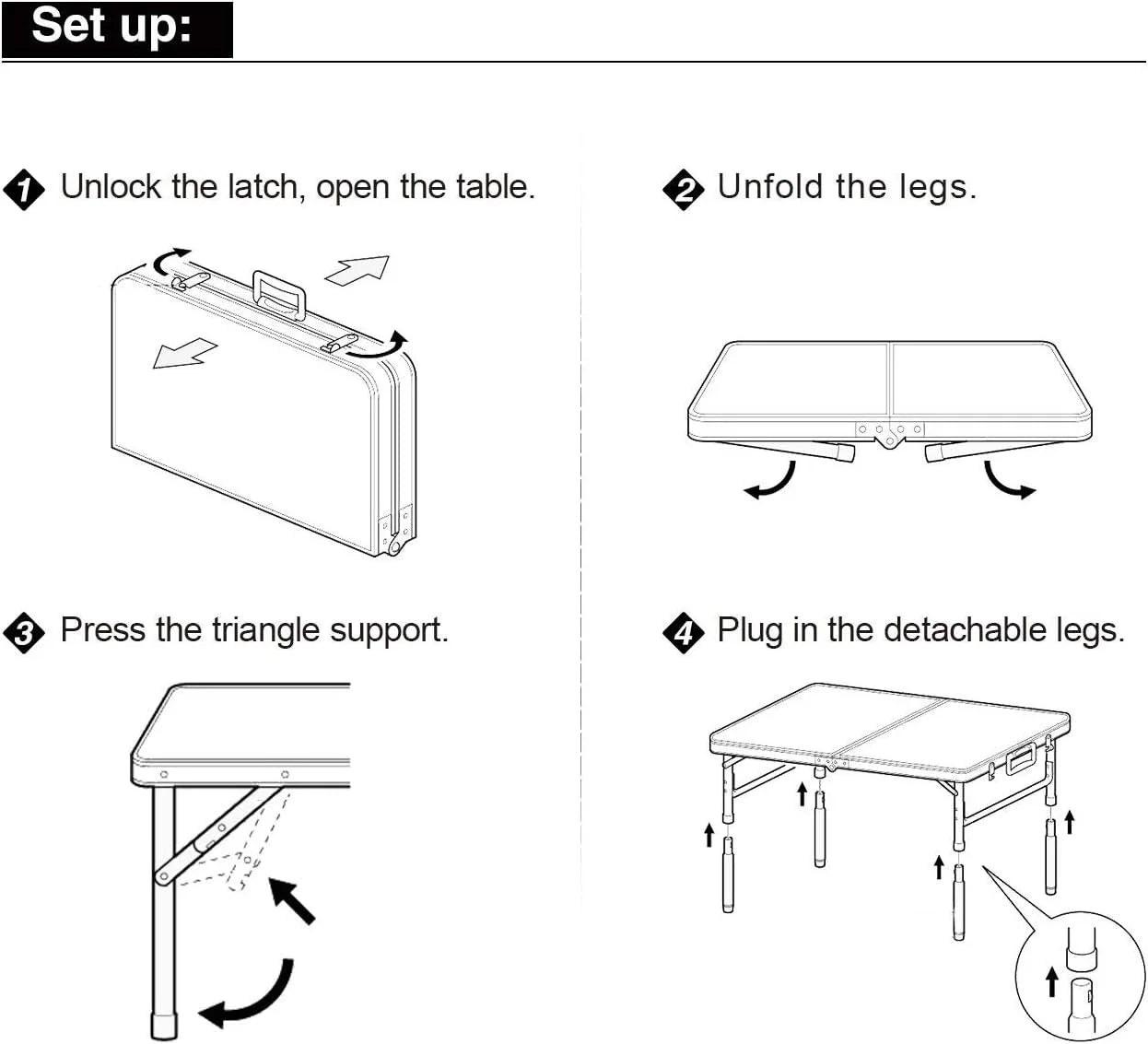 White 2 Foot Folding Aluminum Camping Table W56698