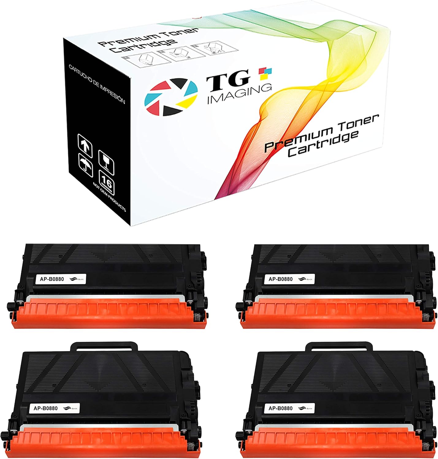 (4-Pack, Black, High Page Yield) Compatible TN-880 Toner Cartridge for Brother Printers J613849
