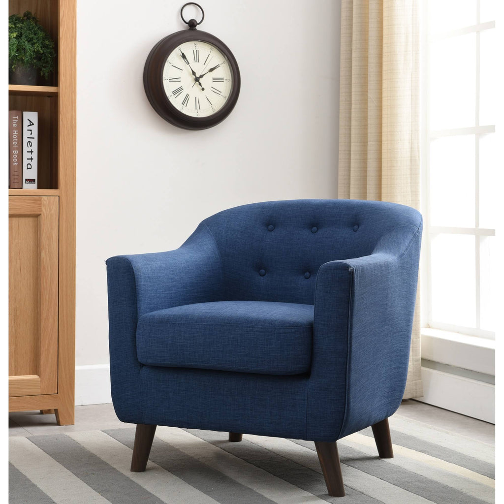 Light Blue Fabric Barrel Club Chair H61568
