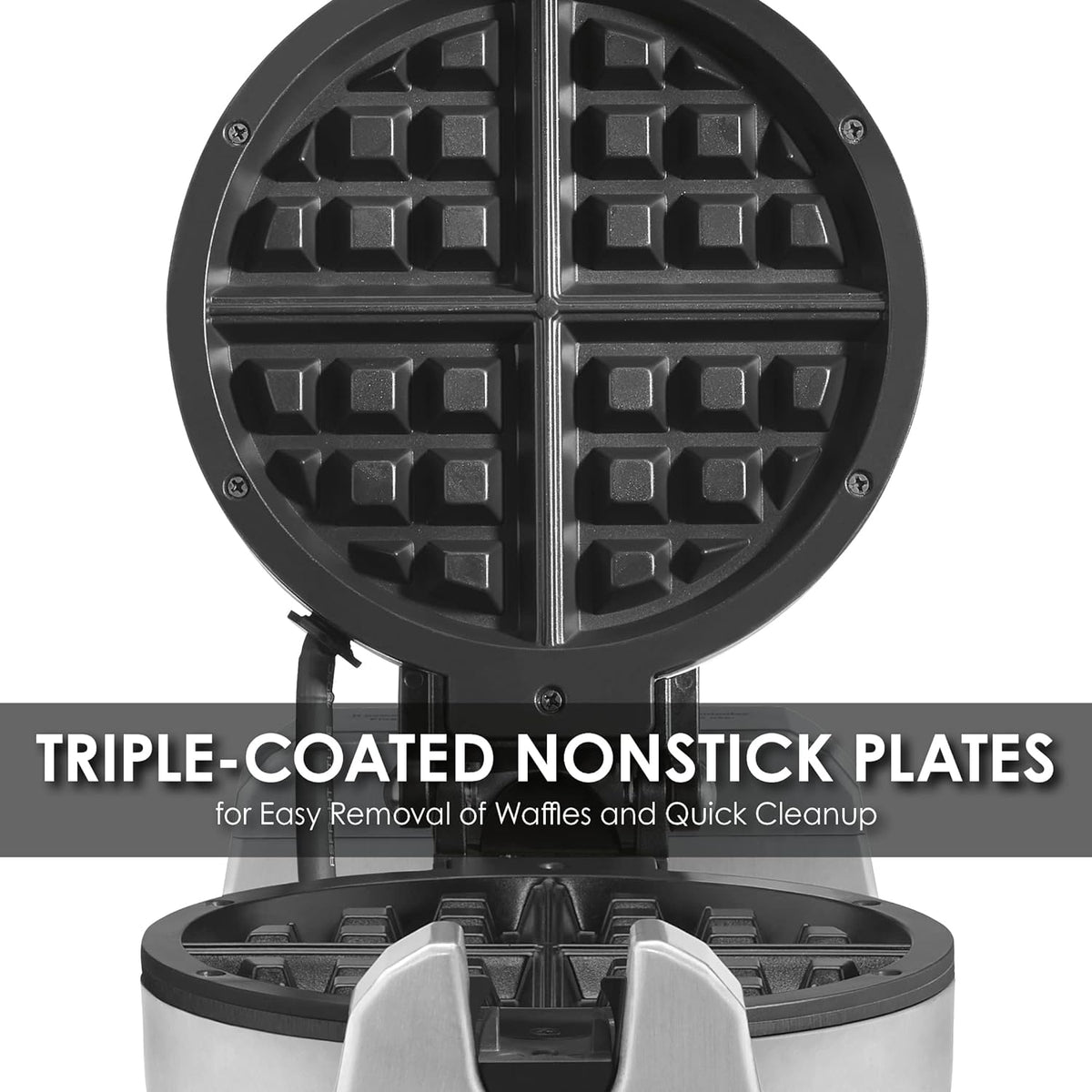 Heavy Duty Single Belgian Waffle Maker, Non Stick Cooking Plates, 1200W, Silver Z9505