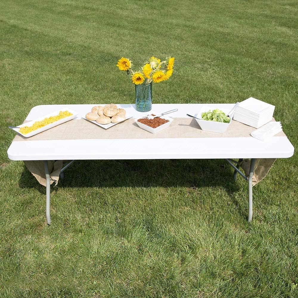 White 4ft Folding Plastic Dining Table with Handle B37622
