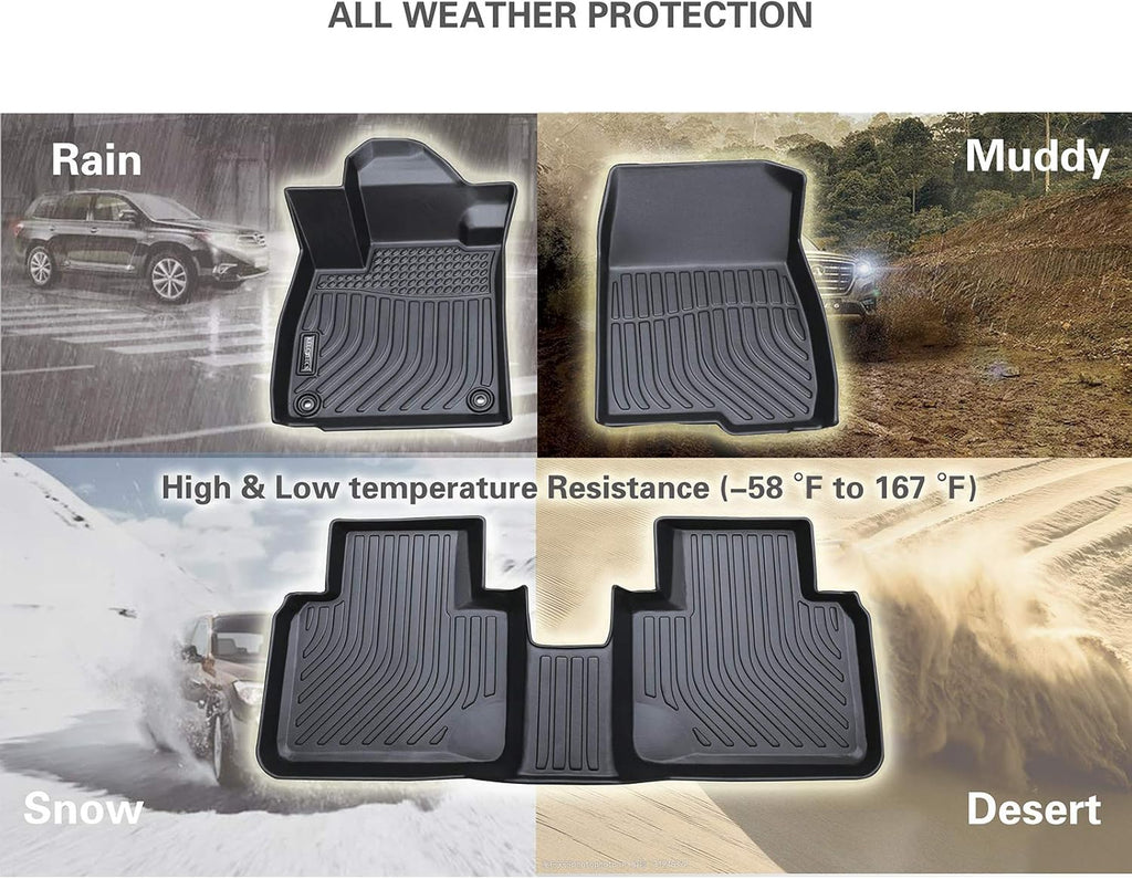 Black TPE Waterproof Car Mats Front and Rear Row Full Set G9983