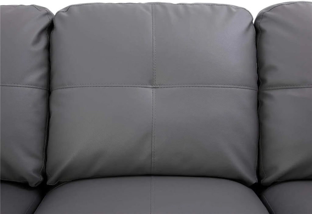 Dark Grey Faux Leather Sofa & Chaise with Ottoman E574583