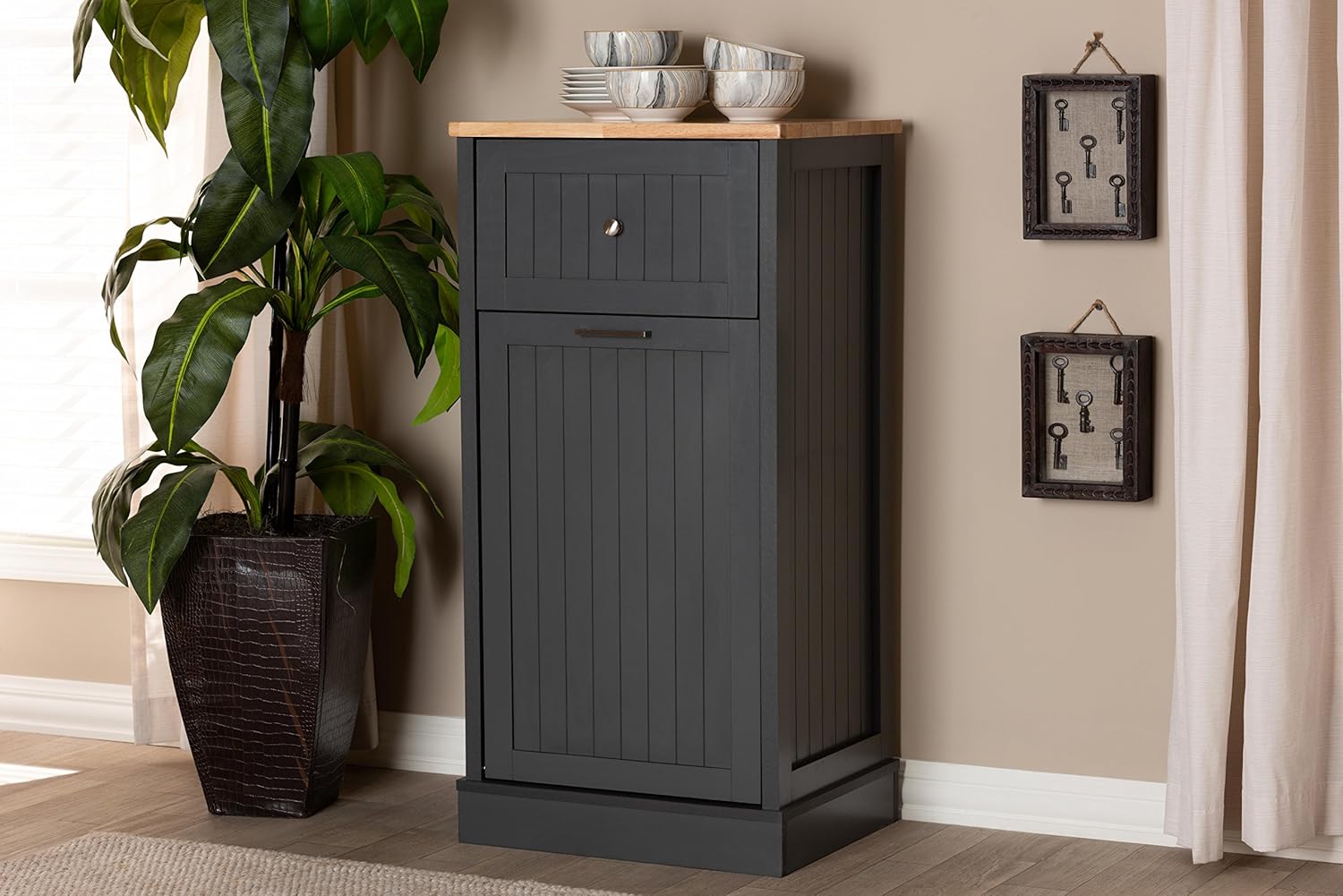 Dark Grey Oak Brown Kitchen Cabinet K976334