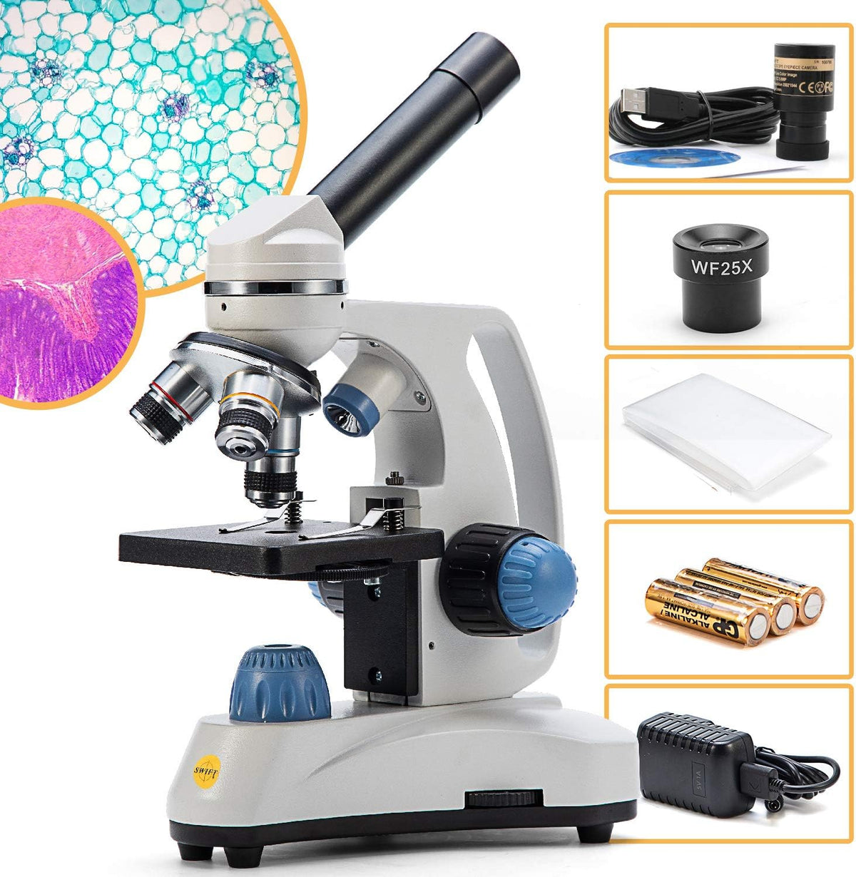 Compound Student Microscope, 40X-1000X, Monocular Head, Dual Illumination K853