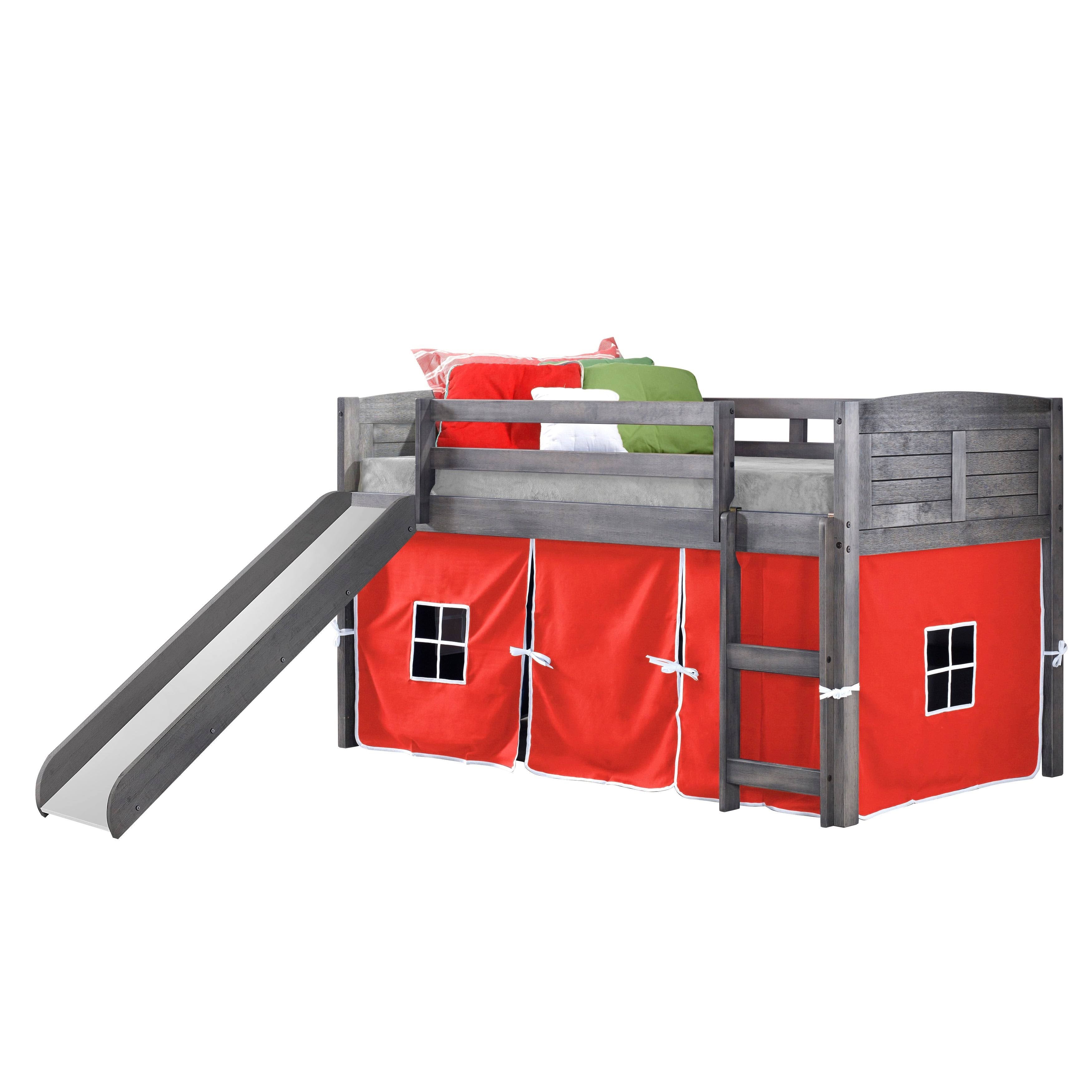 Twin Louver Low Loft with Slide and Zebra Tent Kit in Antique Grey Finish N714159