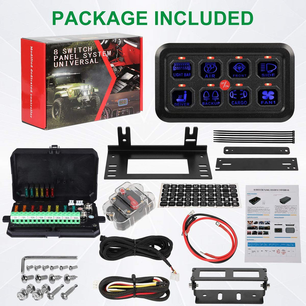 8 Gang Touch Switch Panel with Harness and Stickers Q7131