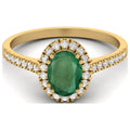 Oval Emerald Halo 925 Sterling Silver Gold Vermeil Ring Y480