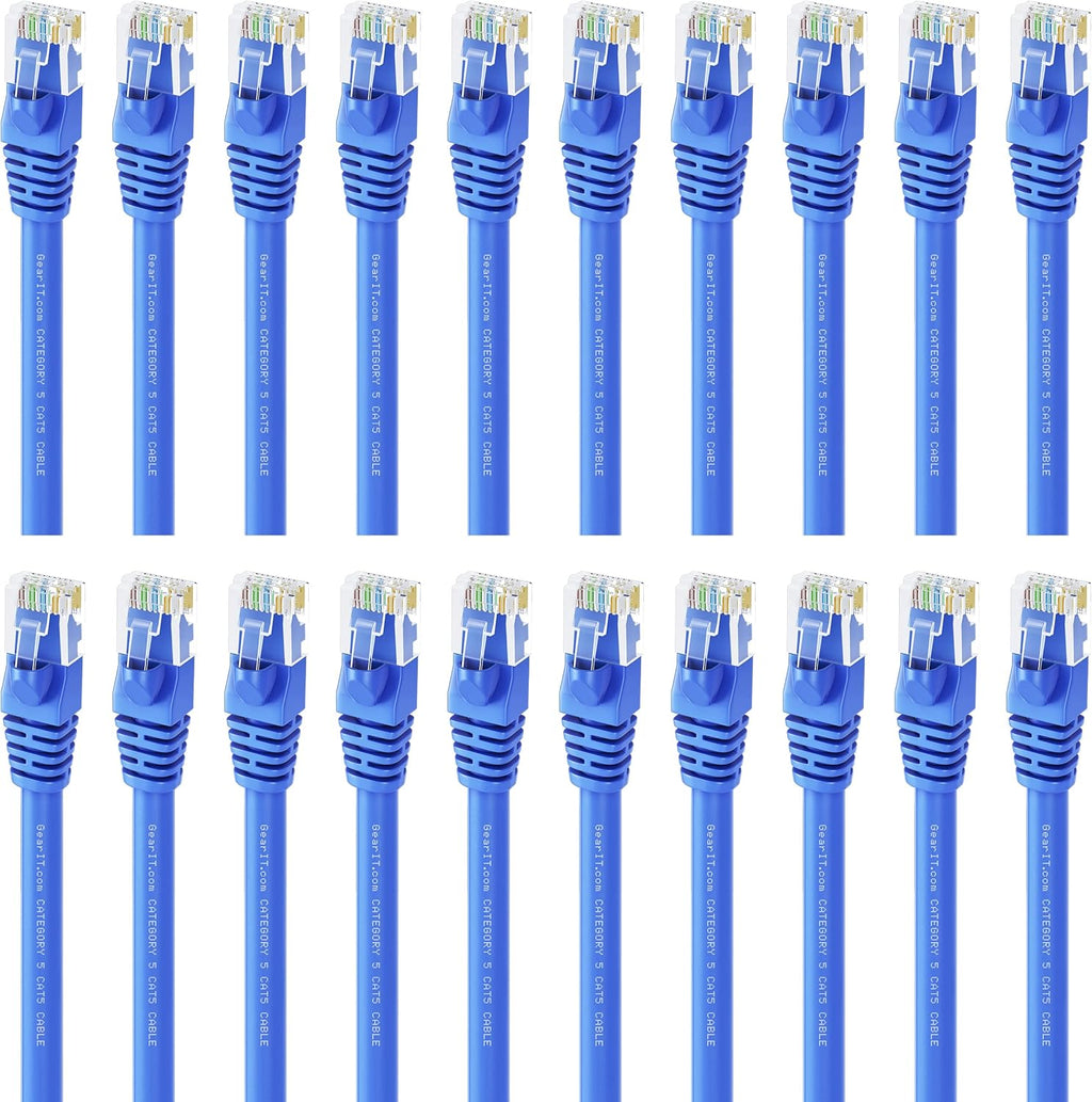 Blue Cat5e Ethernet Patch Cable 10 Feet 20-Pack R174628