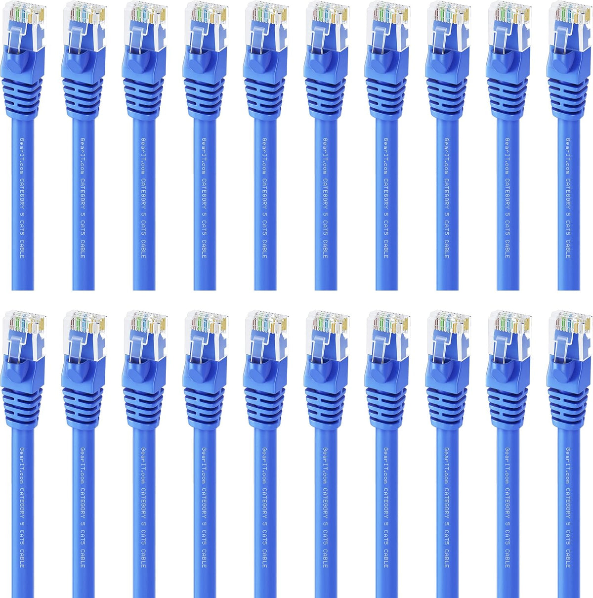 Blue Cat5e Ethernet Patch Cable 10 Feet 20-Pack R174628