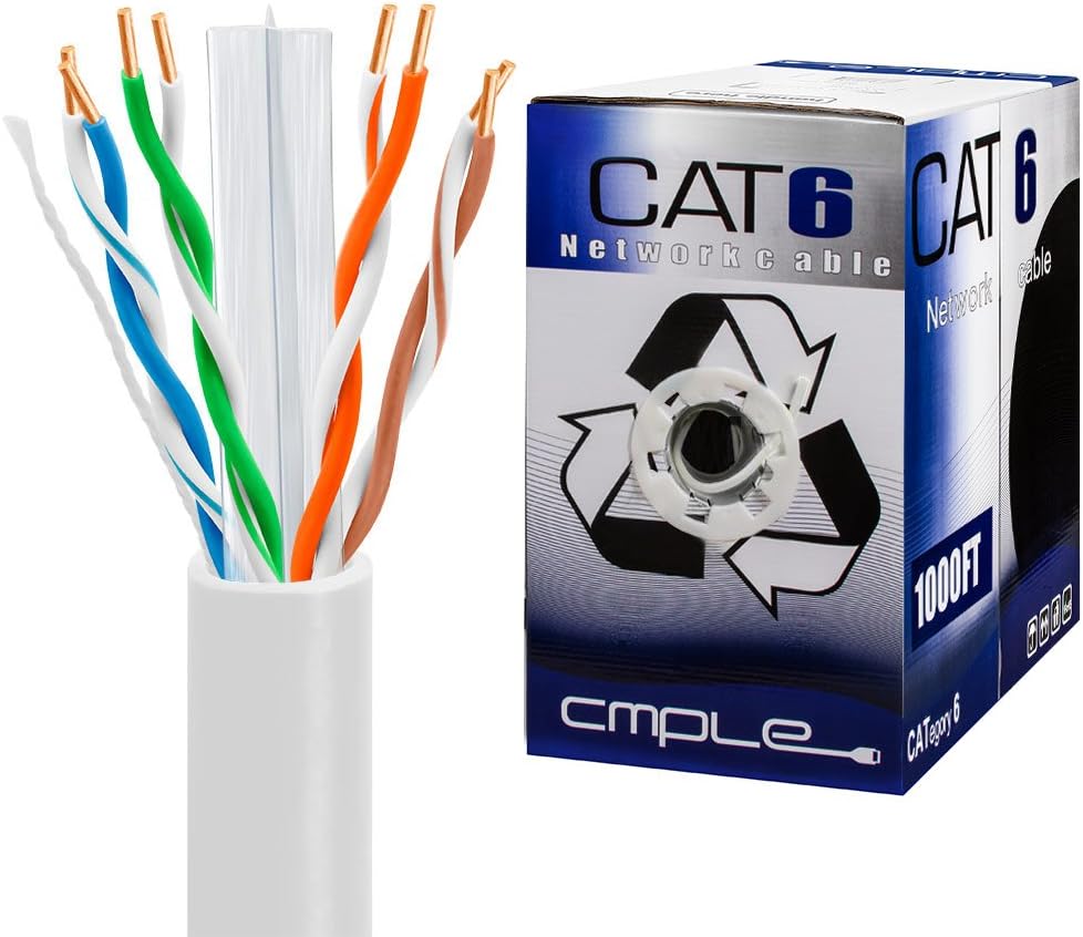 Cat6 UTP Bulk Lan Ethernet Cable, 23 AWG, CMR, 550 MHz, 1000 Feet, Green Q601255