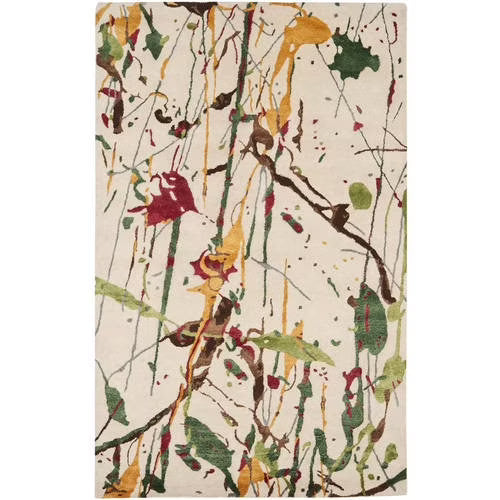 Ivory/Multi Abstract Wool Area Rug L327