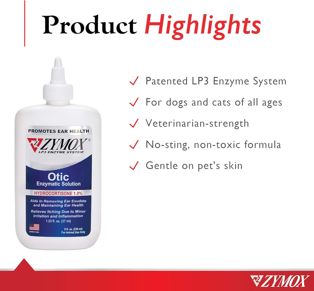 1% Hydrocortisone Enzymatic Ear Solution for Dogs and Cats, 8oz G918263