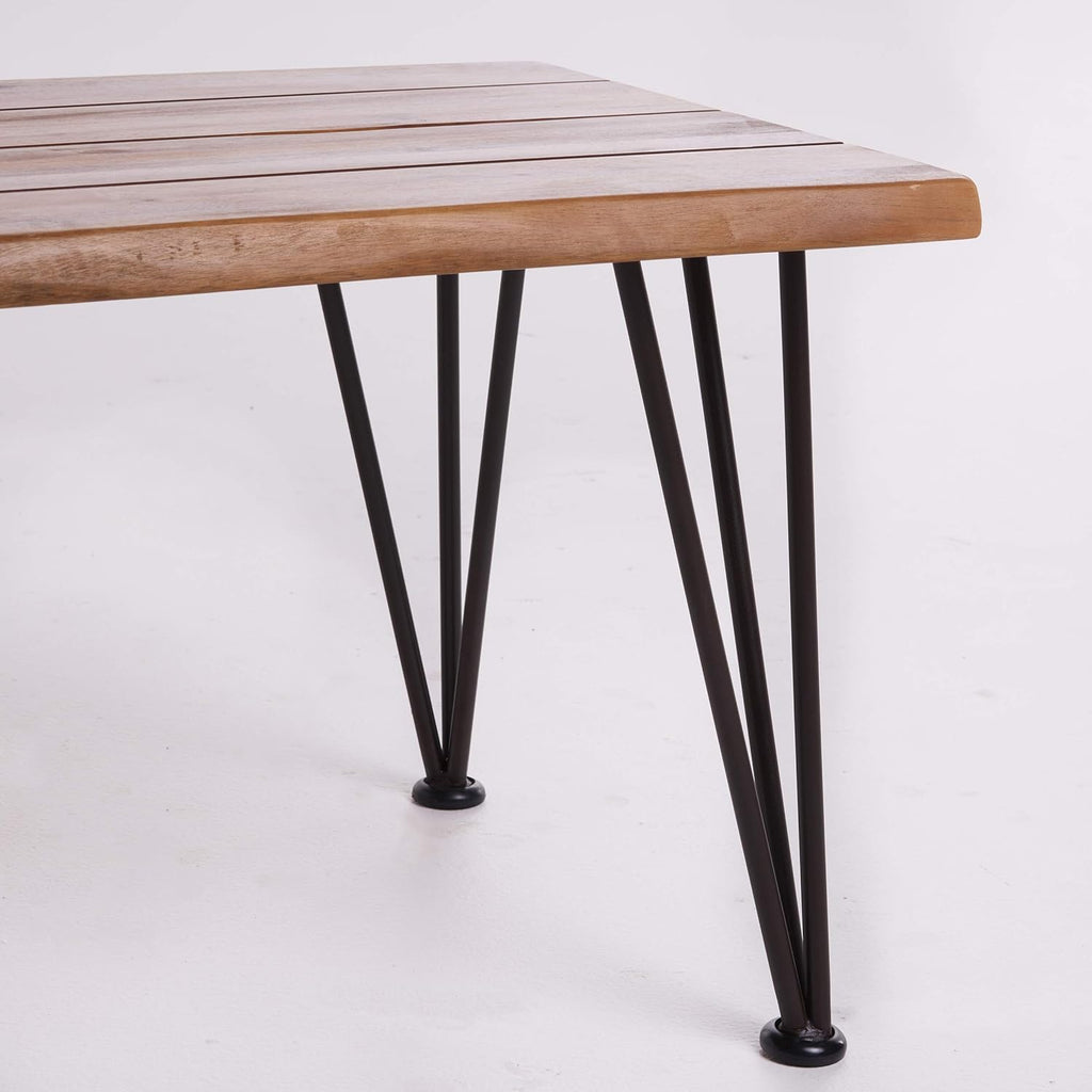 Industrial Iron and Teak Finished Acacia Wood Coffee Table L657