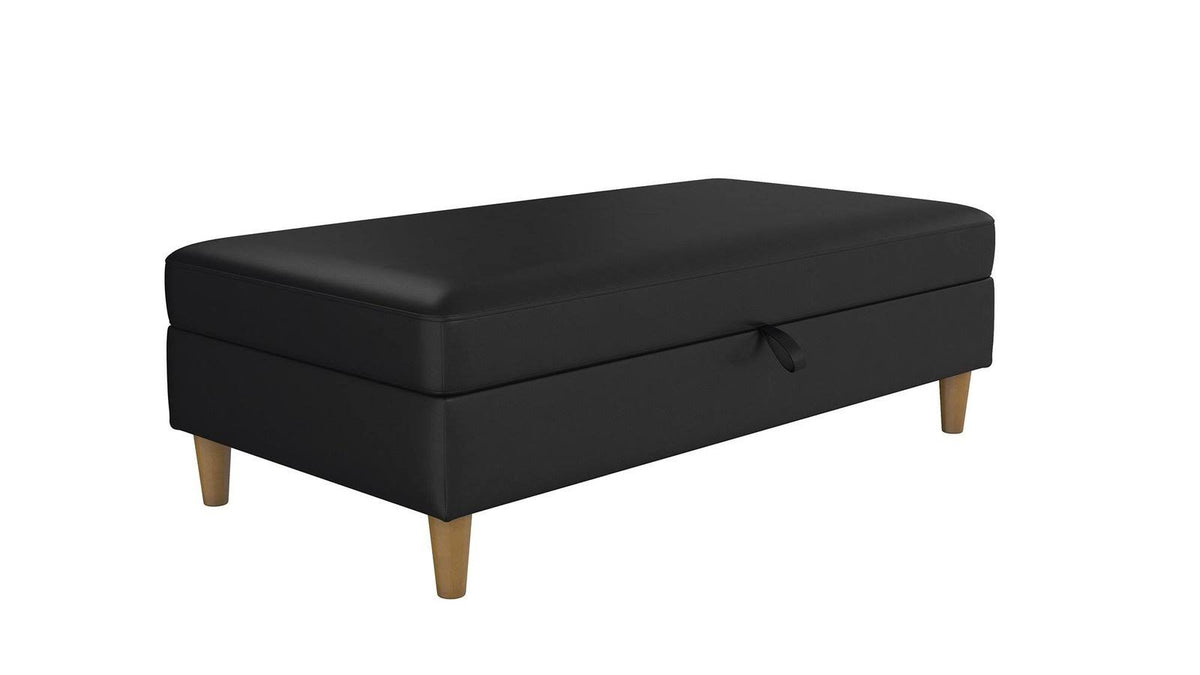 Black Faux Leather Storage Ottoman L63405