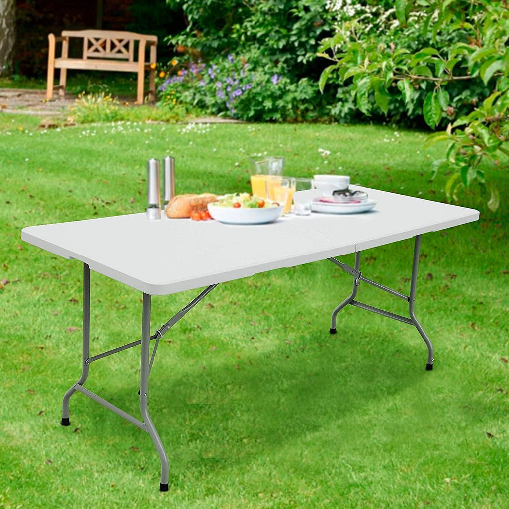 White 4ft Folding Plastic Dining Table with Handle B37622