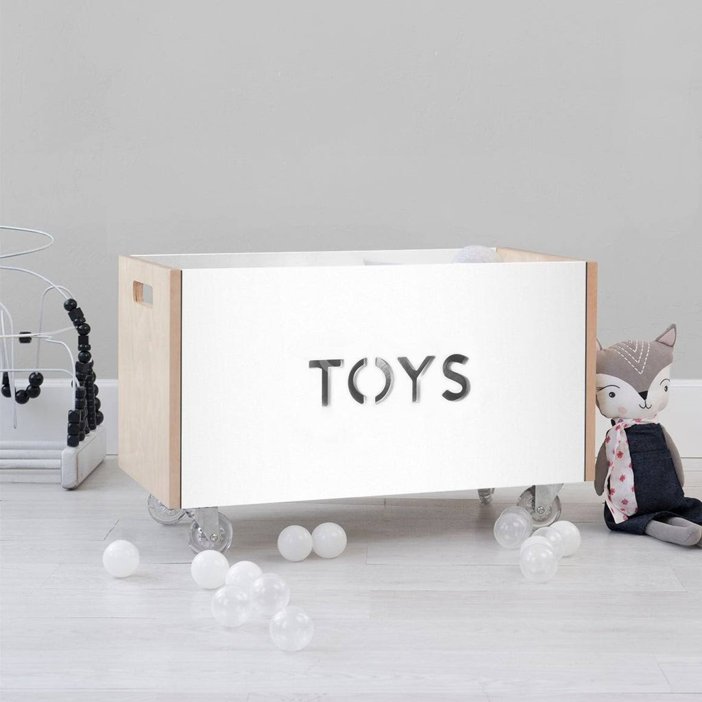 Walnut / Red Toy Box Chest on Casters K555260