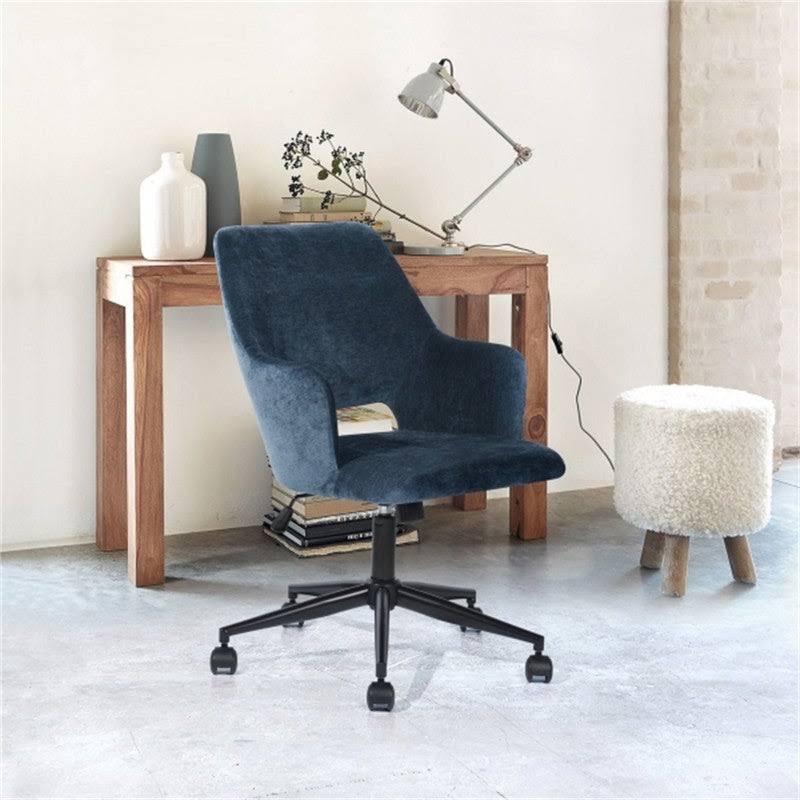 Dark Blue Fabric Upholstered Swivel Task Chair U2275