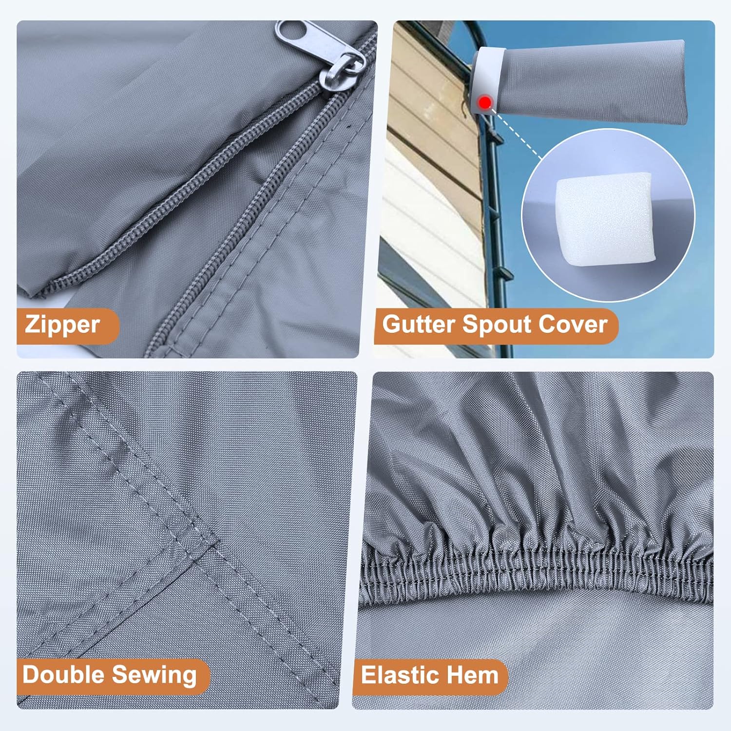 Waterproof Travel Trailer RV Cover with 4 Gutter Spout Covers N58702