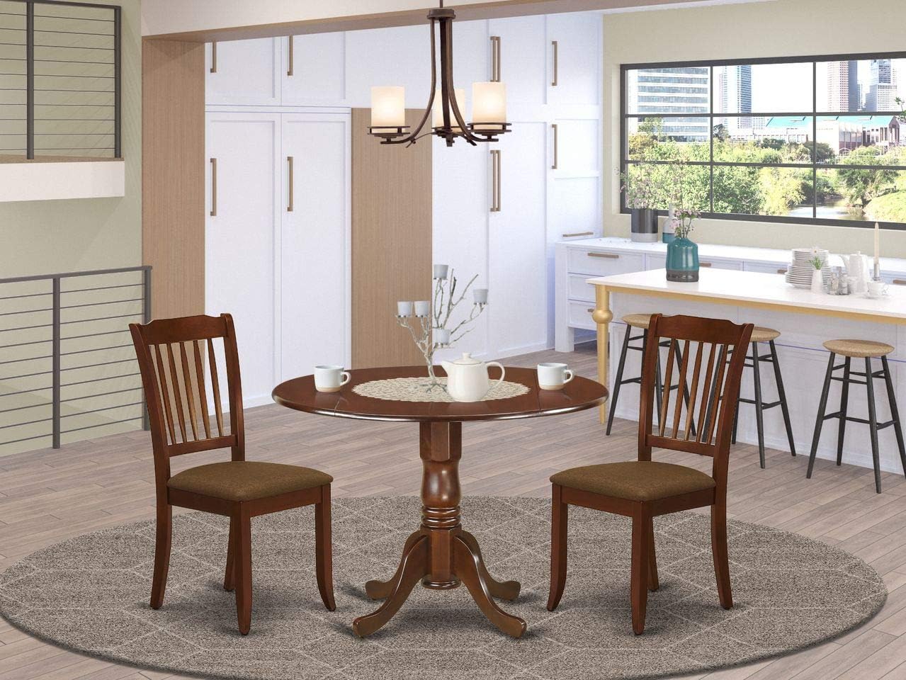 Black 5Pc Dining Set with Drop Leaf Table and Microfiber Chairs J8562