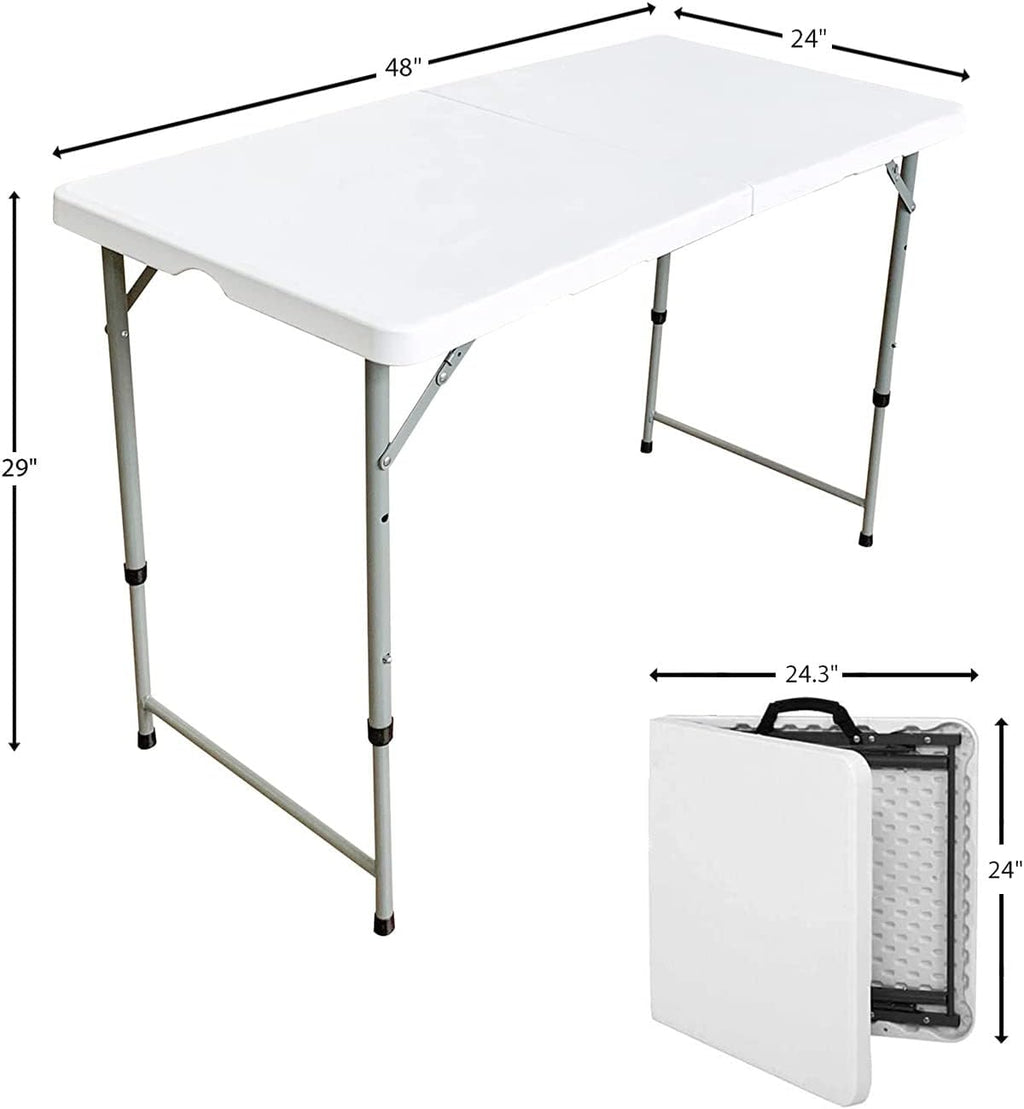 White 4ft Folding Plastic Dining Table with Handle B37622