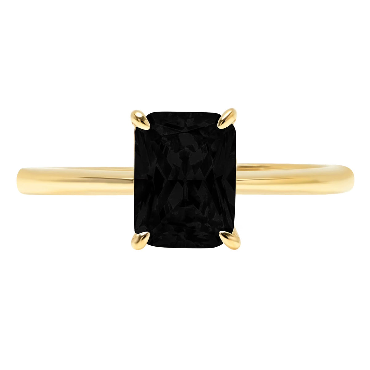 1.75ct Radiant Cut Black Onyx 18k Yellow Gold Solitaire Ring Size 6 L514011