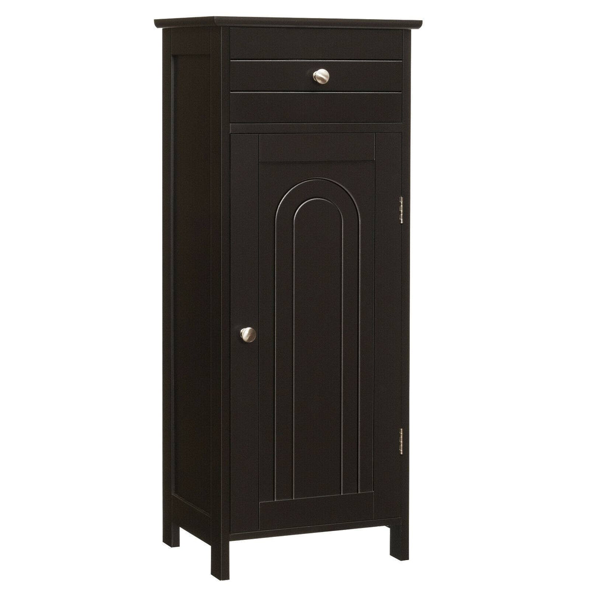 Brown Wooden Floor Cabinet with Drawer and Shelf G991386