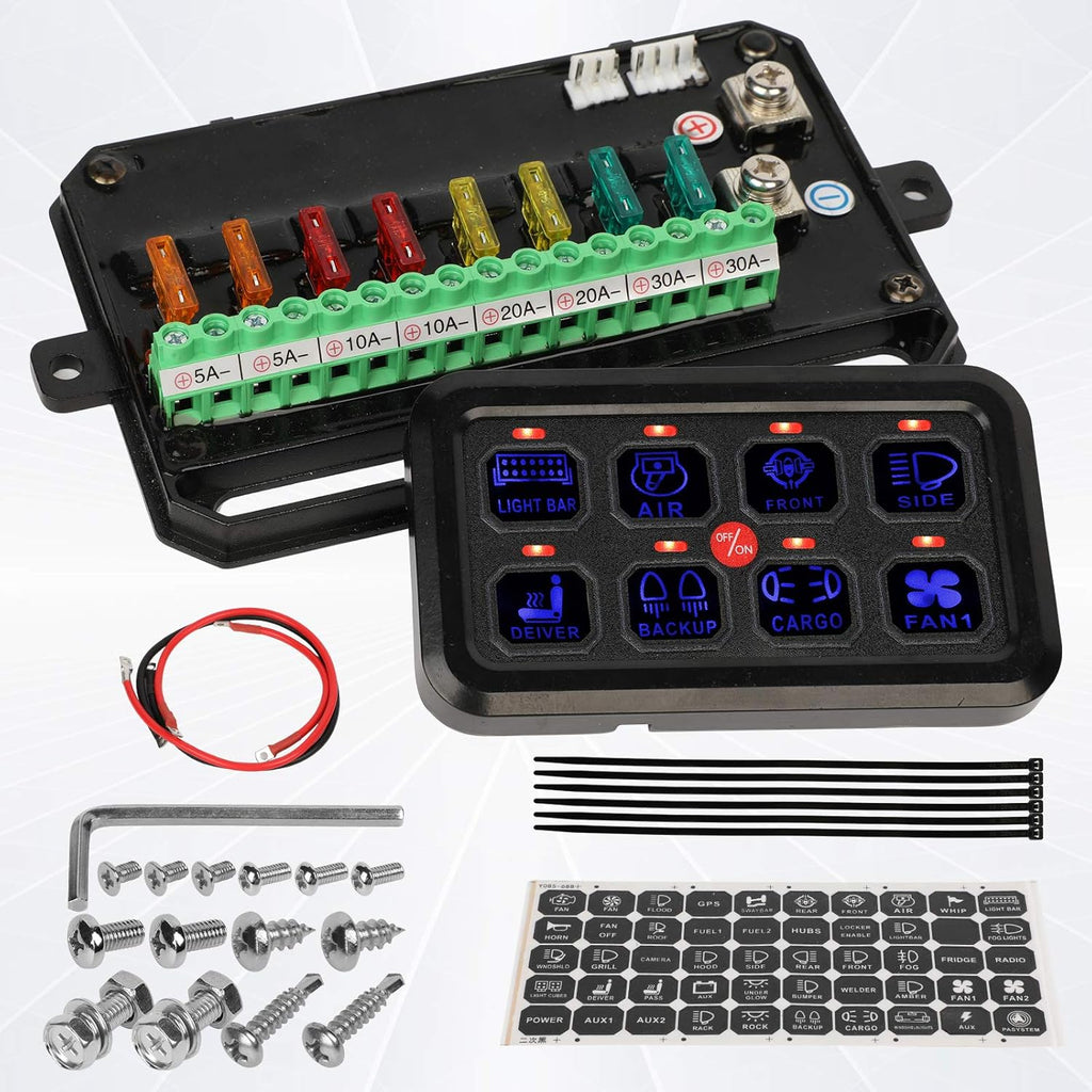 8 Gang Touch Switch Panel with Harness and Stickers Q7131