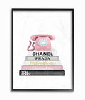Grey Pink and Black Fashion Bookstack Framed Texturized Art T873