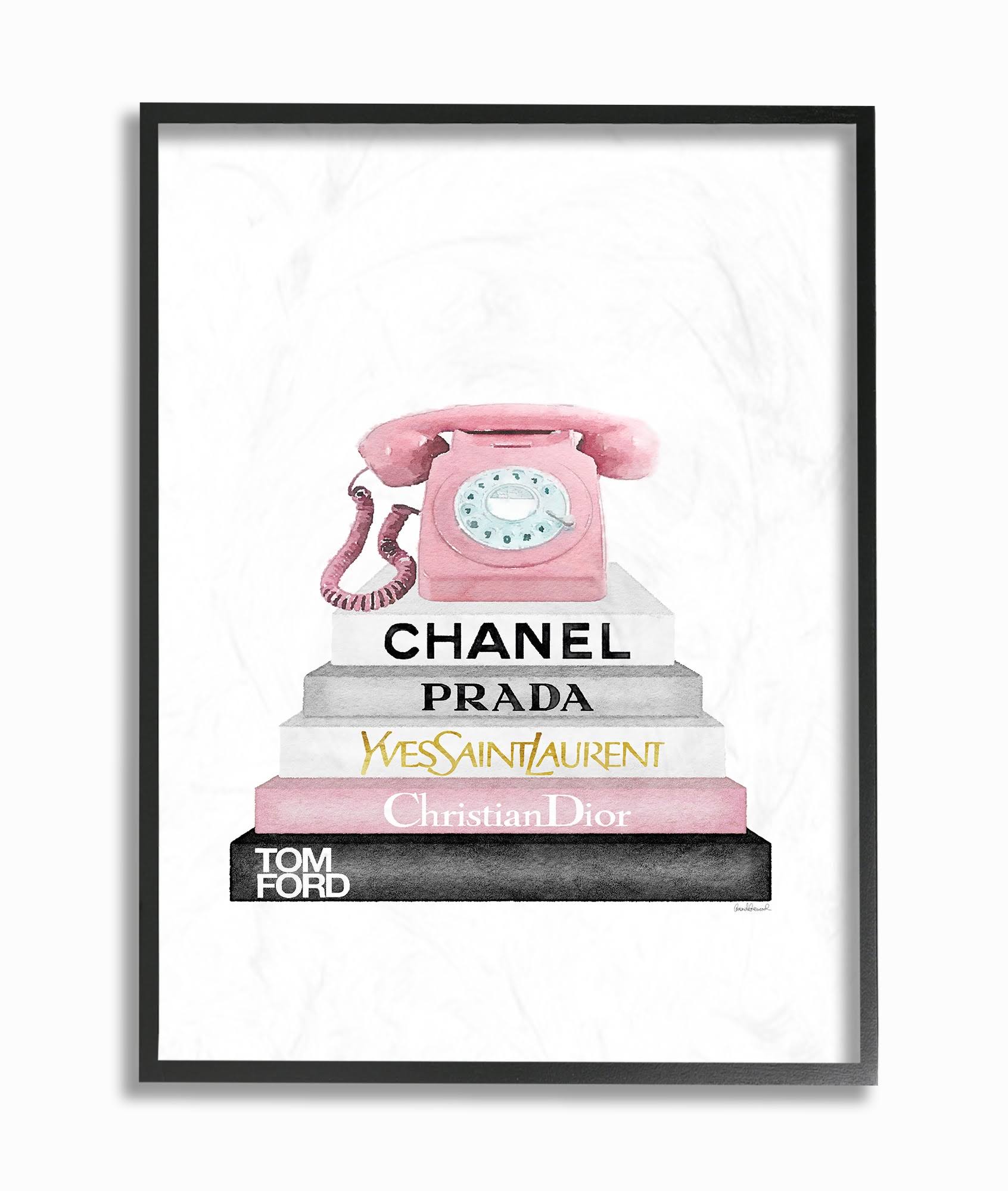 Grey Pink and Black Fashion Bookstack Framed Texturized Art T873