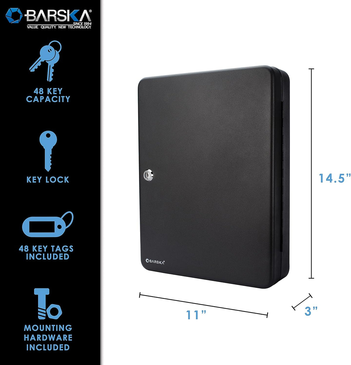 Key Lock 48 Position Adjustable Key Cabinet Lock Box Black I314