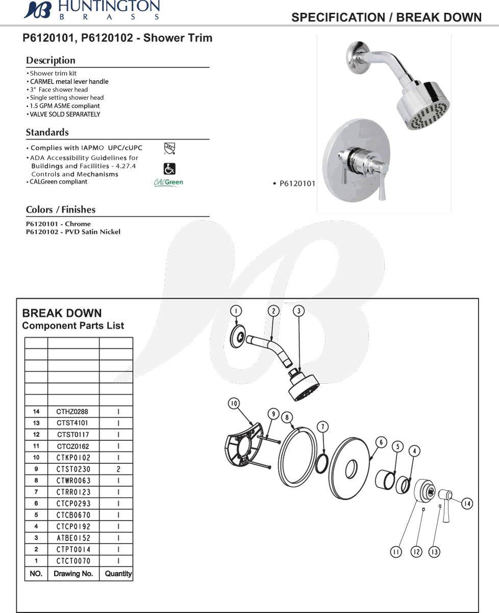 Satin Nickel Shower Trim C520110